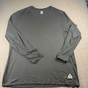Reebok Mens 2XL Black Performance Long Sleeve Shirt Activewear Crew Neck 1468